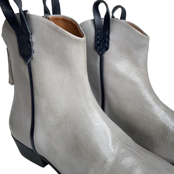 Free People Wesley Ankle Boots Gray Black Leather - Picture 2 of 6